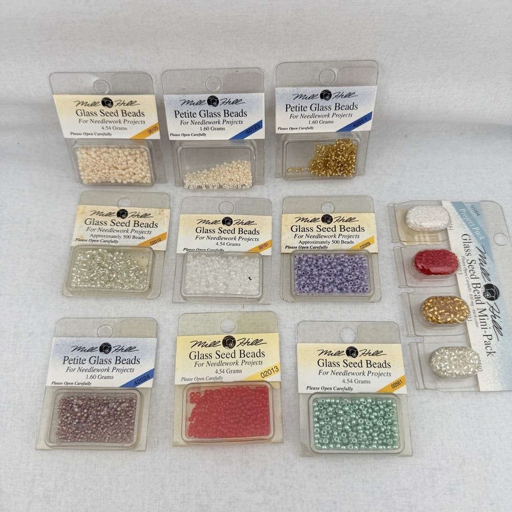 Vintage Mill Hill Glass Seed Beed & Petite Beads Lot Multicolor Needlework Art